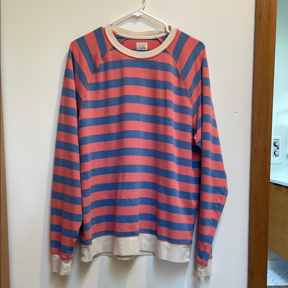 Vintage Lucky Brand Salmon & Blue Striped Sweatshirt